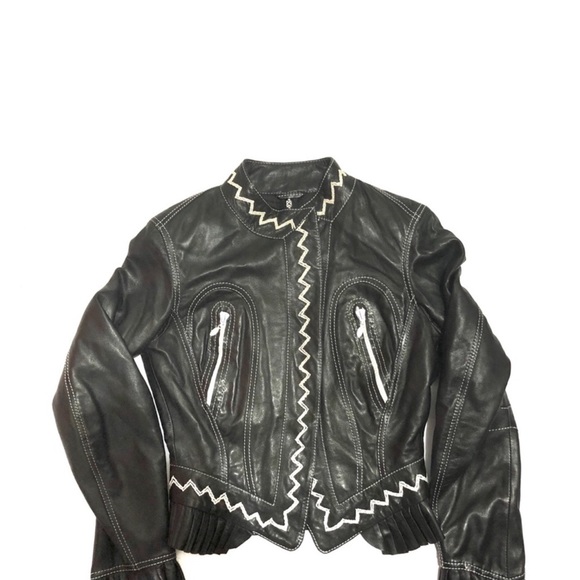 Foce 100% Leather Moto Jacket Sz 38 - Picture 5 of 8